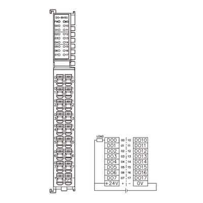 FX20-DO-BH50 ELCO IP20 MODULAR I/O SYSTEM, FX20-SUBMODULE, OUTPUT MODULE, 16-CHANNEL, NPN, DIN 35 MM RAIL INSTALLATION
